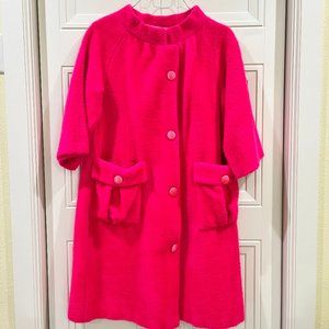 Retro Hot Pink Coat with 3/4 Length Sleeves